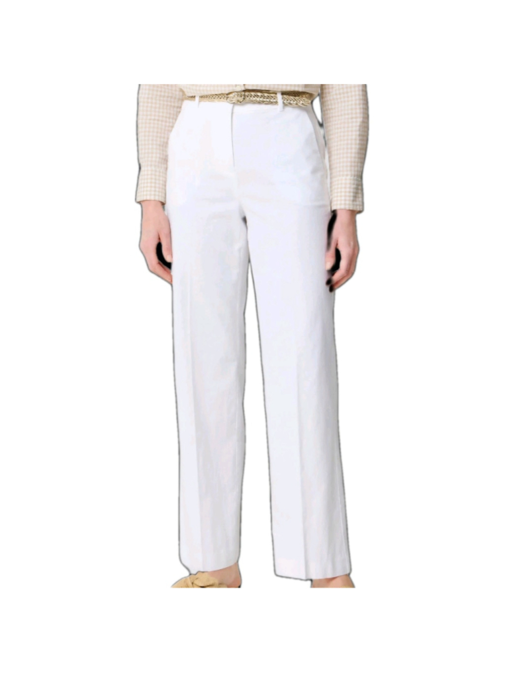 J.Crew Factory Remy Linen Blend Pants Womens 10 White Wide Leg Cropped